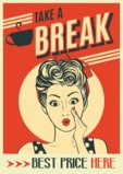 advertising coffee retro poster with pop art woman